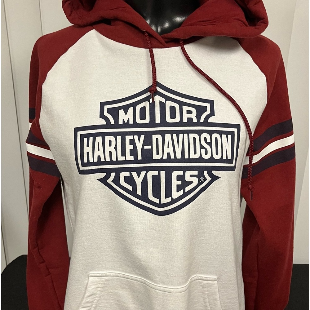 Women’s Harley Davidson, wounded warrior project, red and white hoodie- size L